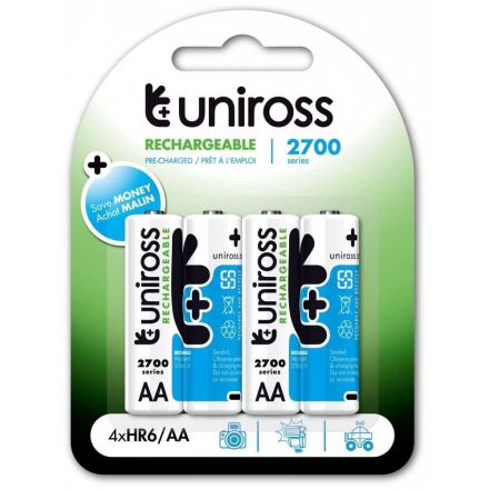 Uniross AA/ceruza 1,2V 2700mAh Ni-MH akkumulátor 4 db/bliszter (UN4AA2700)