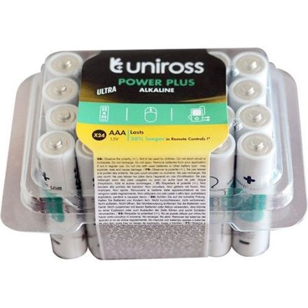 Uniross Power Plus Box LR03/24BP 1,5V AAA/mikró tartós alkáli elem 24db/cs (LR03-UALKAAABX24)