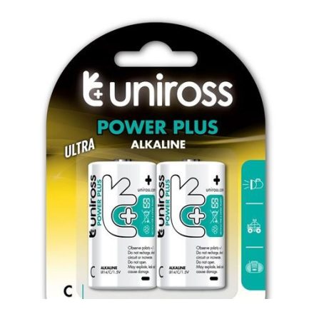 Uniross Power Plus LR14/BP2 1,5V C/baby tartós alkáli elem 2db/cs (LR14-UALKCPP2)
