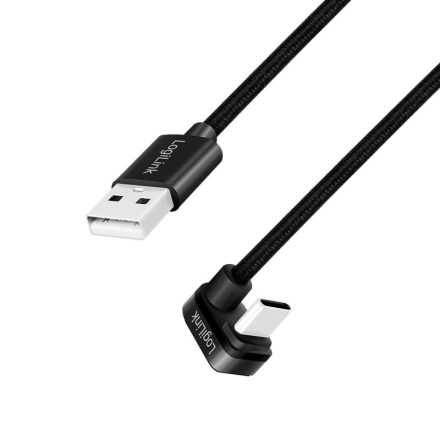 LogiLink USB-A - USB-C (U-alakban hajlított) kábel 1m fekete (CU0192)