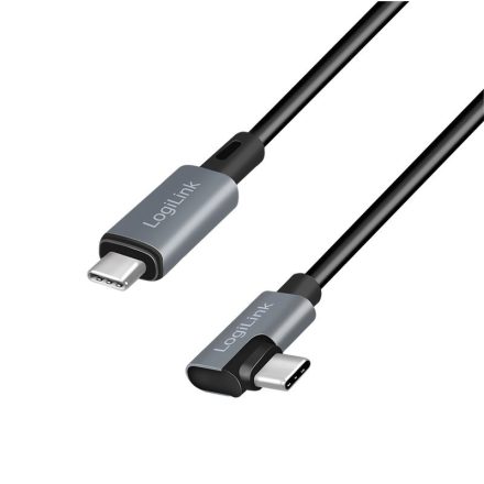 LogiLink USB-C - USB-C (derékszögben hajlított) kábel 1m fekete-szürke (CU0182)