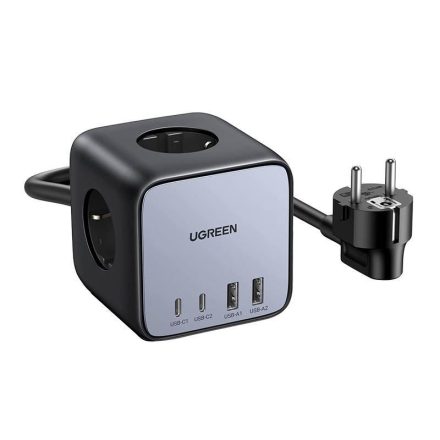 UGREEN Power Strip Cube 3 aljzatos elosztó + 2x USB-C + 2x USB-A 1.8m fekete (60113)