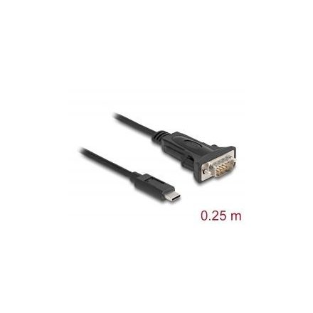 Delock USB Type-C - 1 x soros RS-232 D-Sub 9 tűs apa adapter 0,25m (64125)