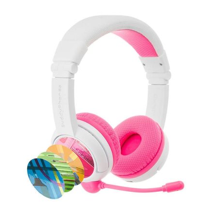 BuddyPhones School+ sztereó Bluetooth headset rózsaszín-fehér (BT-BP-SCHOOLP-PINK)