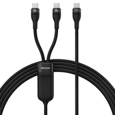 Baseus Flash 2az1-ben USB-C - 2xUSB-C töltőkábel 1.5m fekete (CASS060001)