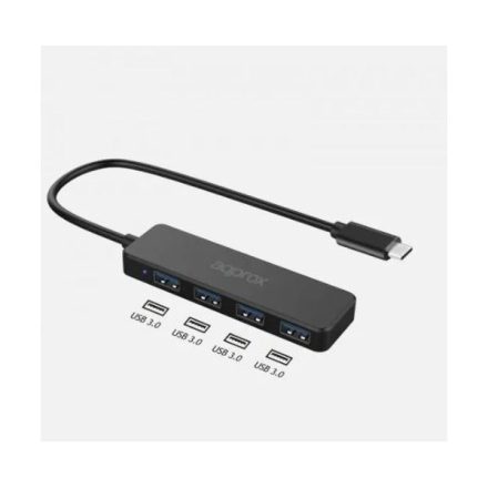 Approx 4 portos USB 3.0 Hub fekete (APPC54)