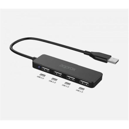 Approx 4 portos USB 2.0 Hub fekete (APPC46)