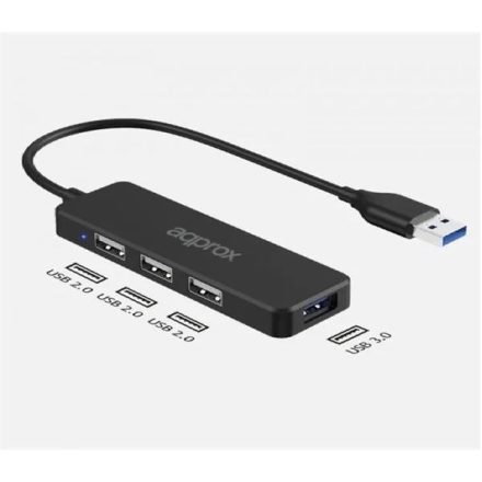 Approx 4 portos USB Hub fekete (APPC47)