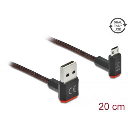 Delock EASY-USB 2.0 A-típusú csatlakozó - EASY-USB Micro-B kábel 0,2m fekete (85264)