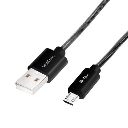 LogiLink USB-A - Micro-USB alumínium borítású kábel 1m fekete (CU0132)