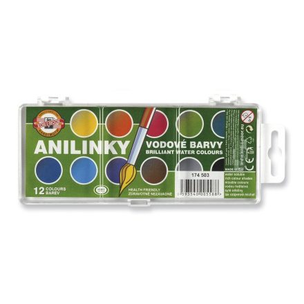 KOH-I-NOOR Brillant Anilinky 12db-os vízfesték készlet 22,5mm-es festékgombokkal (7270013000)