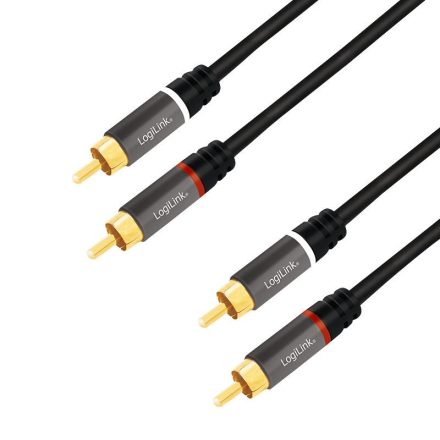 LogiLink 2x RCA apa - 2x RCA apa audio kábel fekete 5m (CA1207)