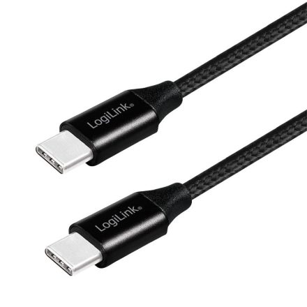 LogiLink USB-C szövet borítású kábel fekete 1m (CU0154)