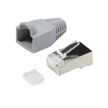 LogiLink RJ45 árnyékolt Cat.6 csatlakozó törésgátlóval 100db szürke (MP0021)