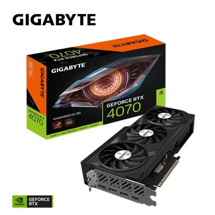 Gigabyte GeForce RTX 4070 12GB WINDFORCE OC 12G videokártya (GV-N4070WF3OC-12GD)