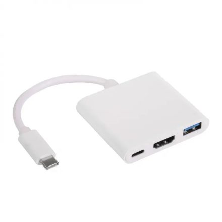 Akyga USB type C - USB-A 3.0/USB type C/HDMI hub fehér (AK-AD-57)