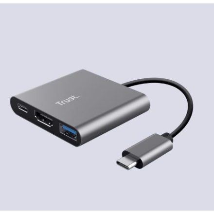 Trust Dalyx 3 az 1 -ben több aljzatos (USB, HDMI, USBC) USB-C adapter, átalakító (23772)