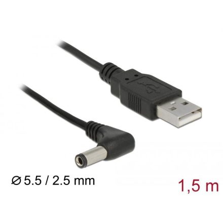 Delock USB-A - DC 5.5 x 2.5mm tápkábel 1,5m (85588)