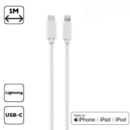 Cellect USB-C  - Lightning adat- és töltőkábel 1m fehér (MDCU-IPHMFI1-TYPEC-W)