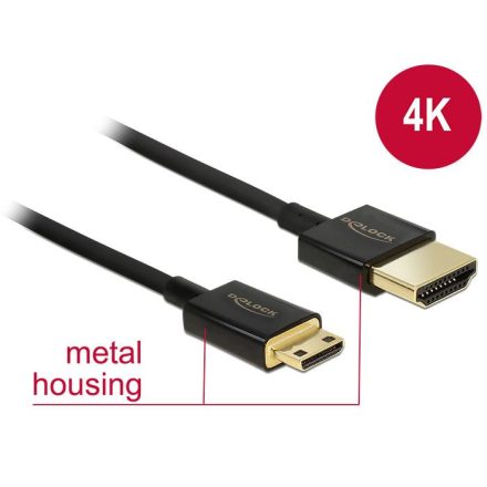 Delock High Speed HDMI Ethernettel - HDMI-A apa -> HDMI Mini-C apa 2m vékony (84778)