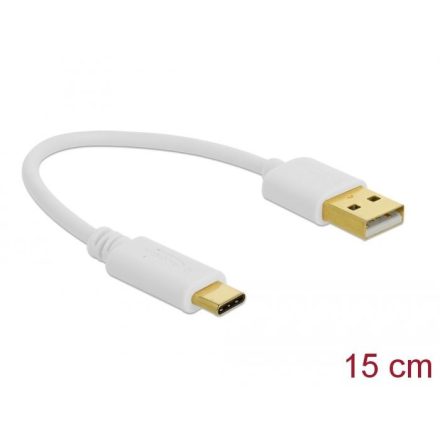 Delock USB-A -> USB-C töltőkábel 15cm fehér (85355)