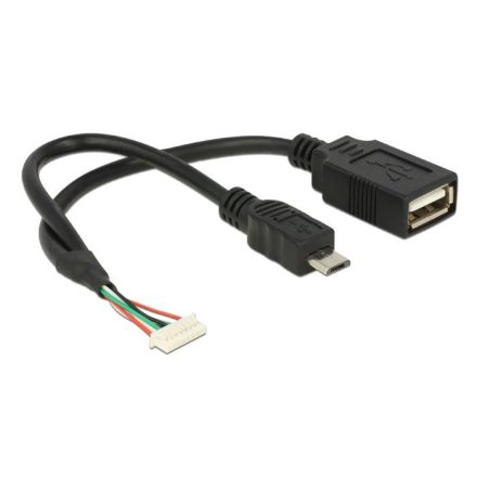 Delock USB 2.0 1,25 mm 8tűs anya -> USB 2.0 Type-A anya + USB 2.0 Type Micro-B kábel (84835)