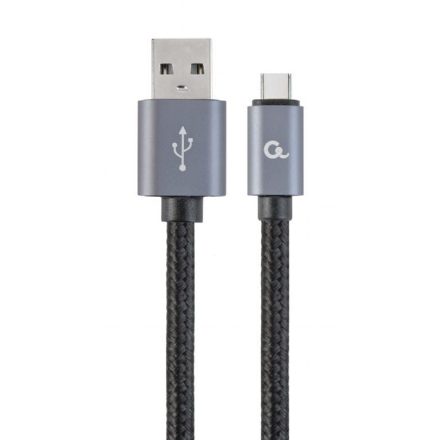 Gembird USB-A - Type-C harisnyázott kábel 1.8m fekete-szürke (CCB-mUSB2B-AMCM-6)