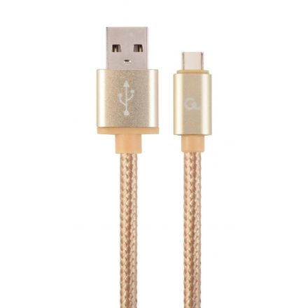 Gembird USB-A - Type-C harisnyázott kábel 1.8m aranyszínű (CCB-mUSB2B-AMCM-6-G)