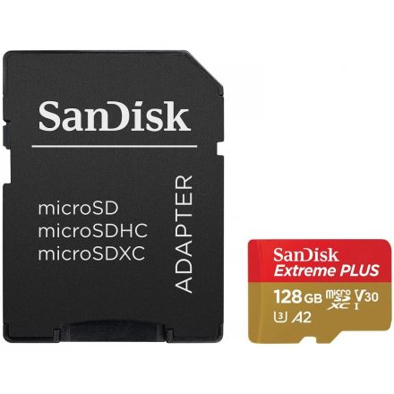 128GB microSDXC Sandisk Extreme Plus V30 U3 A2 + adapter (214501 / SDSQXBD-128G-GN6MA)