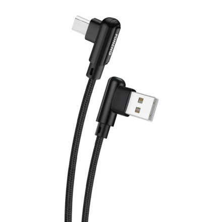 Foneng X70 USB-A - MicroUSB derékszögben hajlított csatlakozós kábel 1m fekete (6970462517337)