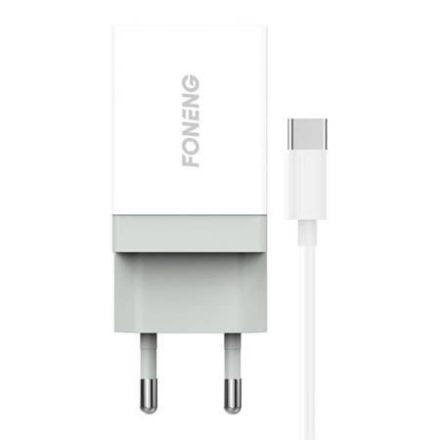 Foneng K210 hálózati töltő + USB-A - USB-C kábel fehér (K210TypeC)