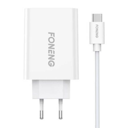 Foneng EU43 hálózati töltő + USB-A - USB-C kábel fehér (EU43 Type-C)