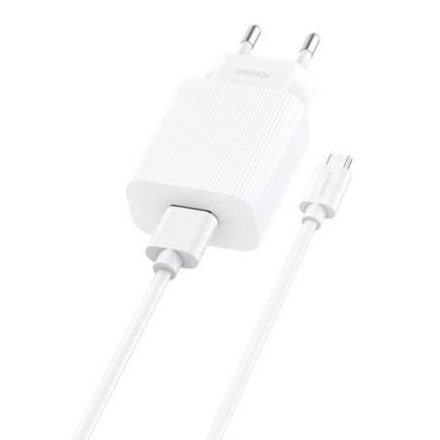 Foneng EU28 hálózati töltő + USB-A - MicroUSB kábel fehér (EEU28 Micro)