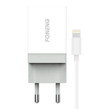 Foneng K210 hálózati töltő + USB-A -Lightning kábel fehér (K210 iPhone)