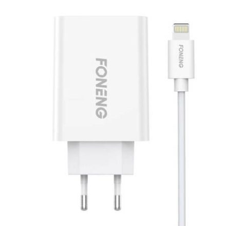 Foneng EU43 hálózati töltő + USB-A -Lightning kábel fehér (EU43 iPhone)