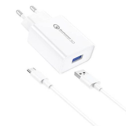 Foneng EU13 hálózati töltő + USB-A - USB-C kábel fehér (EU13 Type-C)