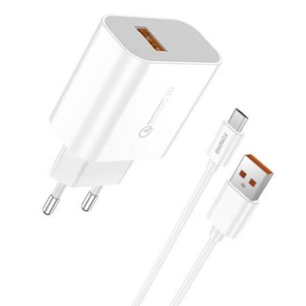 Foneng EU46 2xUSB-A hálózati töltő + USB-A - MicroUSB kábel fehér (EU46 Micro)