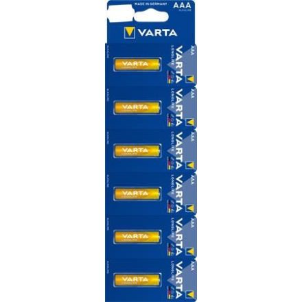 Varta Longlife Kartella AAA ceruzaelem 6 db egyesével téphető (4103101486)