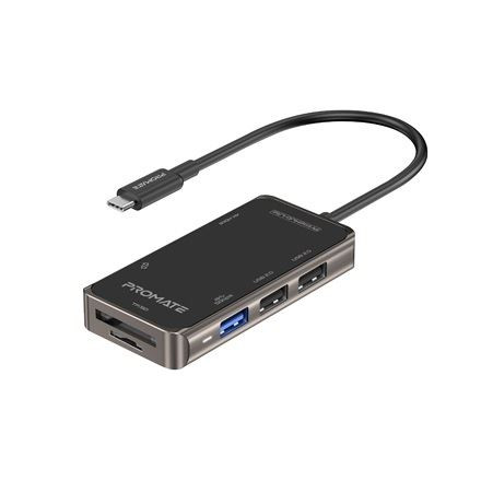 Promate USB-C 7in1 HUB fekete (PRIMEHUB-LITE)