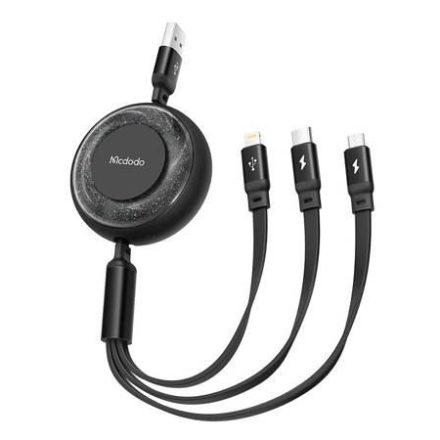 Mcdodo 3 az 1-ben USB-A - USB-C - Micro USB - Lightning kábel 1.2m fekete (CA-3570)