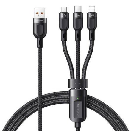 Mcdodo 3 az 1-ben USB-A - USB-C - Micro USB - Lightning kábel 1.2m fekete (CA-0930)