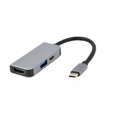 Gembird Multi Port Adapter USB Type C 3in1 USB hub ezüst (A-CM-COMBO3-02)