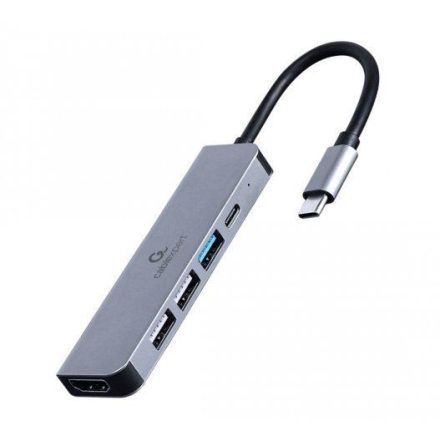 Gembird Multi Port Adapter USB Type C 5in1 USB hub szürke (A-CM-COMBO5-03)