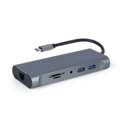 Gembird Multi Port Adapter USB Type C 7in1 USB hub szürke (A-CM-COMBO7-01)