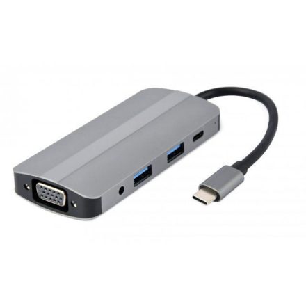 Gembird Multi Port Adapter USB Type C 8in1 USB hub szürke (A-CM-COMBO8-02)