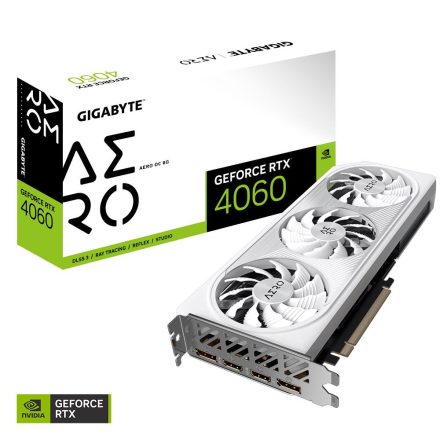 Gigabyte GeForce RTX 4060 8GB AERO OC 8G videokártya (GV-N4060AERO OC-8GD)