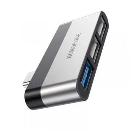 Borofone 3 portos USB-C Hub ezüst (DH1)