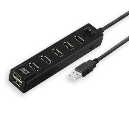 ACT USB Hub 2.0 7 portos kapcsolóval fekete (AC6215)