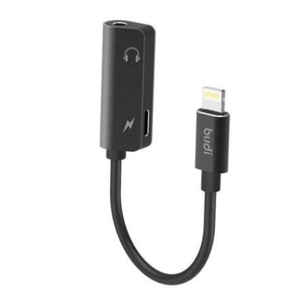 Budi Lightning - AUX mini jack 3.5mm kábel fekete (137)