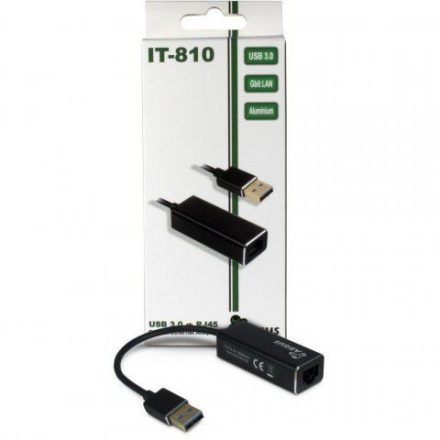 Inter-Tech Argus IT-810 USB Gigabit Ethernet Adapter fekete (88885437)